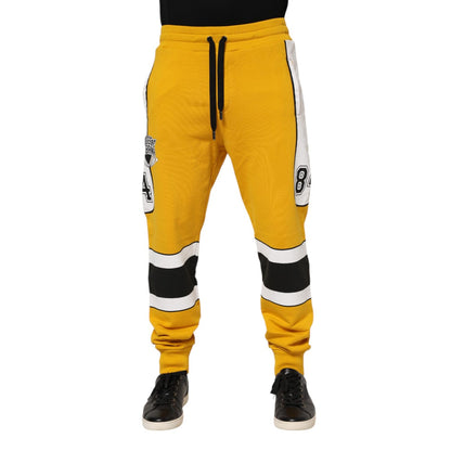 Dolce & Gabbana Yellow Printed Drawstring Jogger Pants