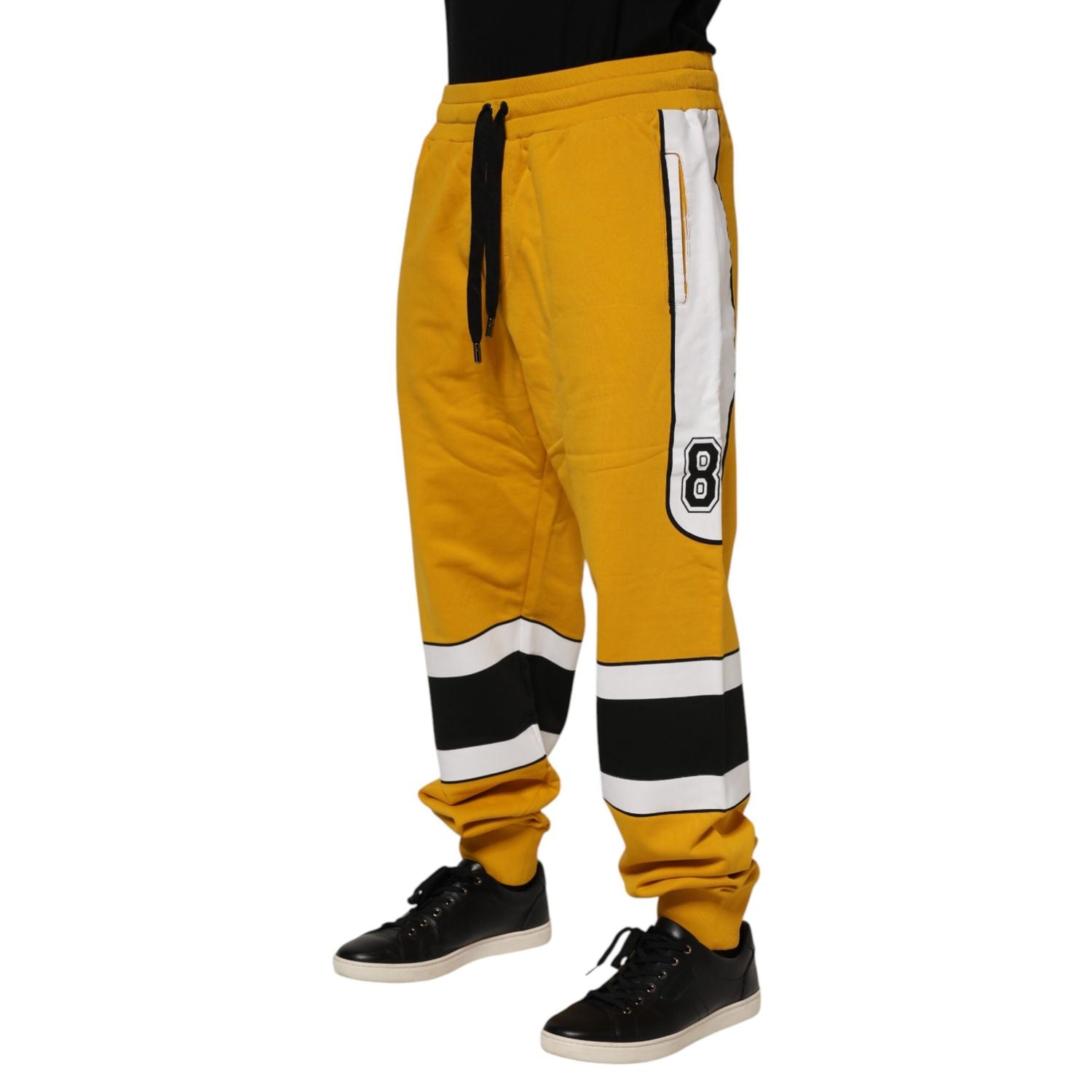 Dolce & Gabbana Yellow Cotton Logo Drawstring Jogger Sweatpants Pants