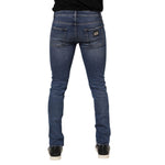 Dolce & Gabbana Blue Cotton Logo Plaque Skinny Men Denim Jeans