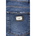 Dolce & Gabbana Blue Cotton Logo Plaque Skinny Men Denim Jeans