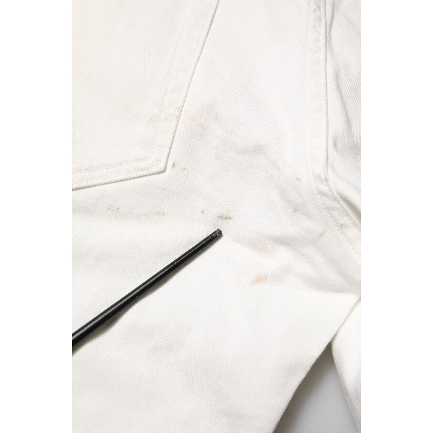 Dolce & Gabbana White Cotton Logo Plaque Slim Fit Denim Jeans