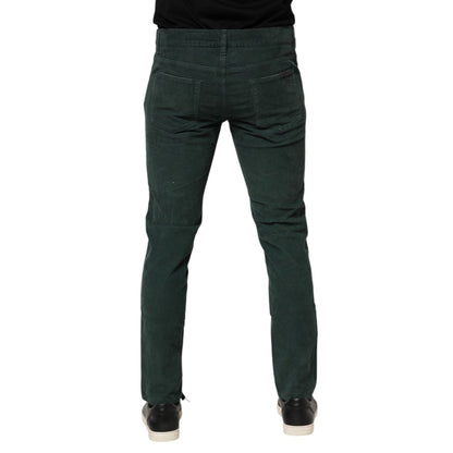 Dolce & Gabbana Green Cotton Corduroy Skinny Pants