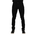 Dolce & Gabbana Dark Blue Cotton Logo Plaque GOLD Denim Jeans