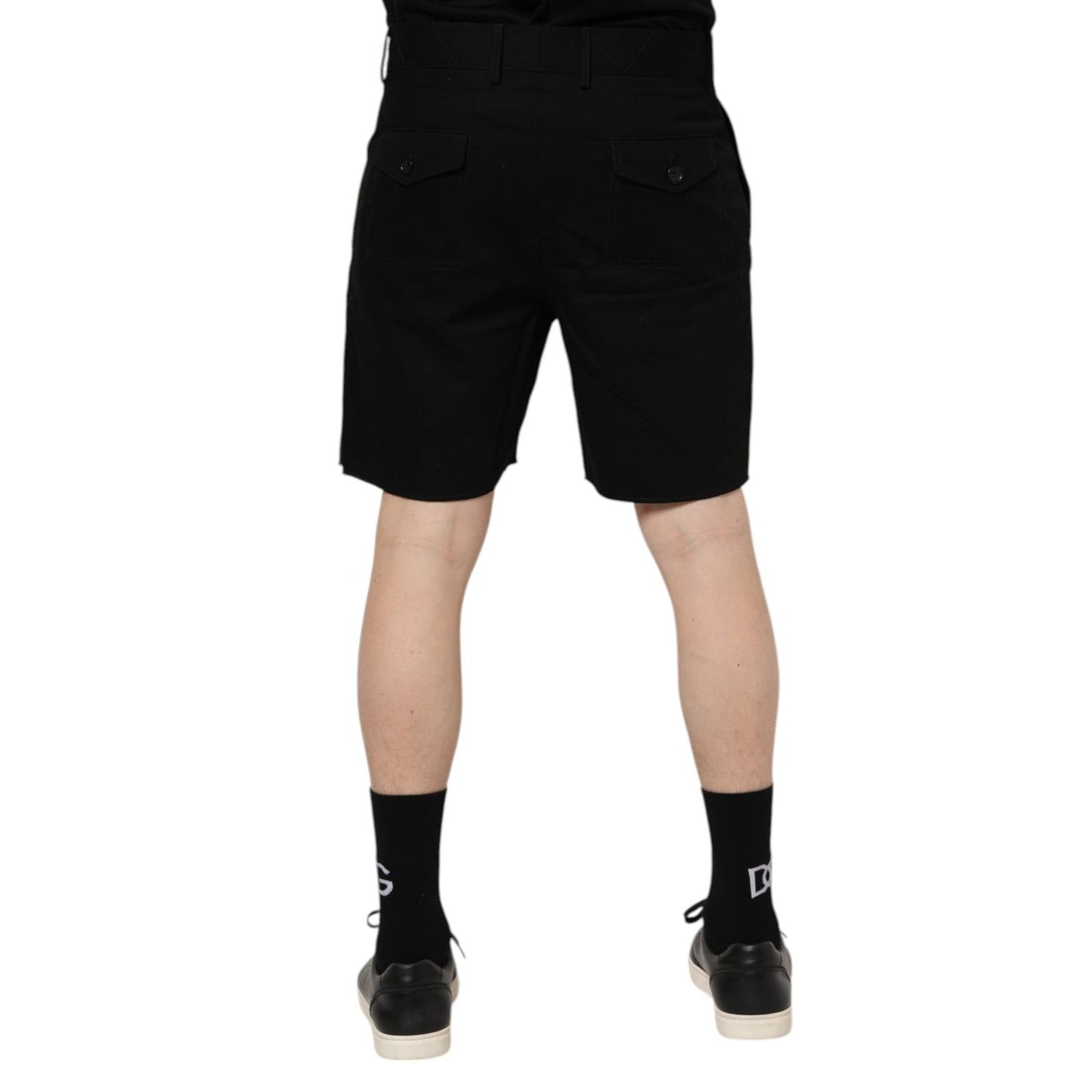 Dolce & Gabbana Black Cotton Knee Length Men Bermuda Shorts