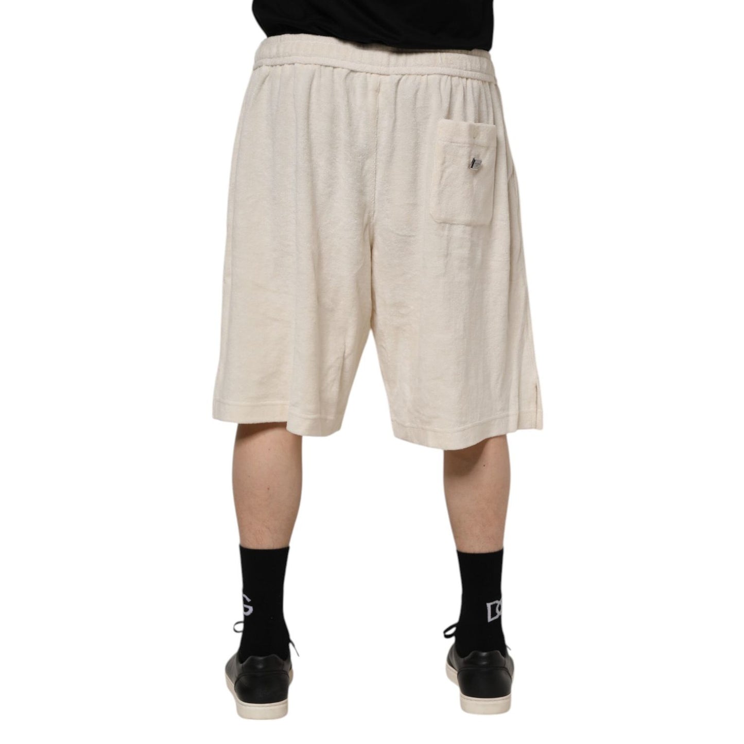Dolce & Gabbana Ivory Cotton Men Bermuda Sweatshorts Shorts