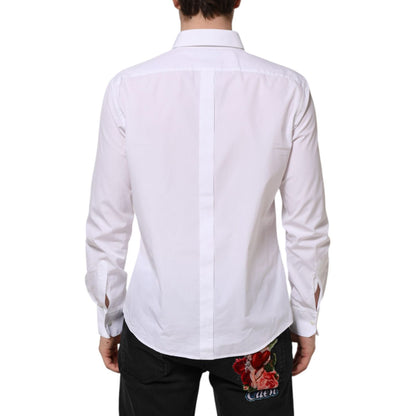 Dolce & Gabbana White Cotton Long Sleeves GOLD Formal Shirt
