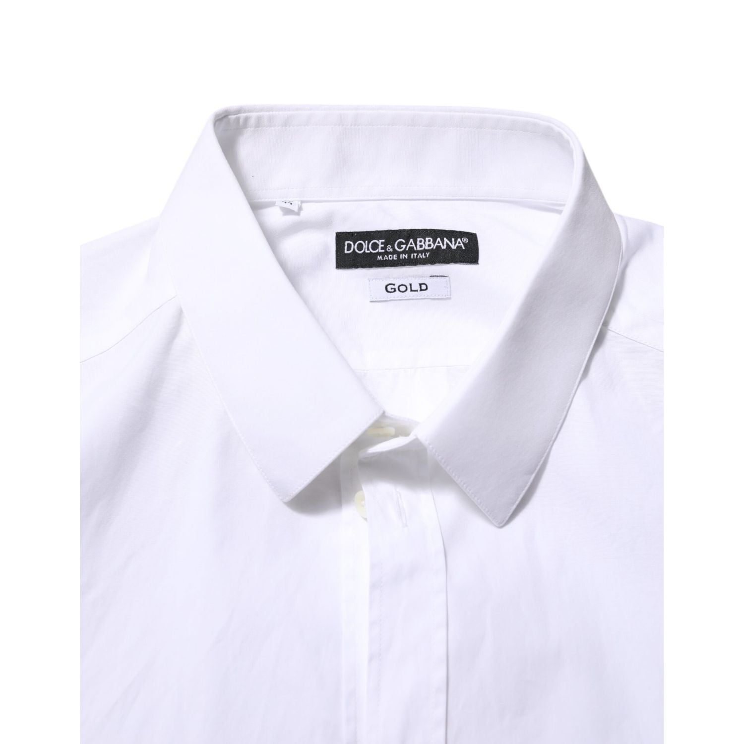 Dolce & Gabbana White Cotton Long Sleeves GOLD Formal Shirt
