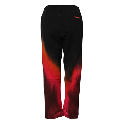 Dsquared² Black Red Cotton Straight Fit Jogger Pants