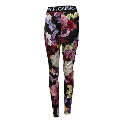 Dolce & Gabbana Multicolor Floral Legging Stretch Waist Pants
