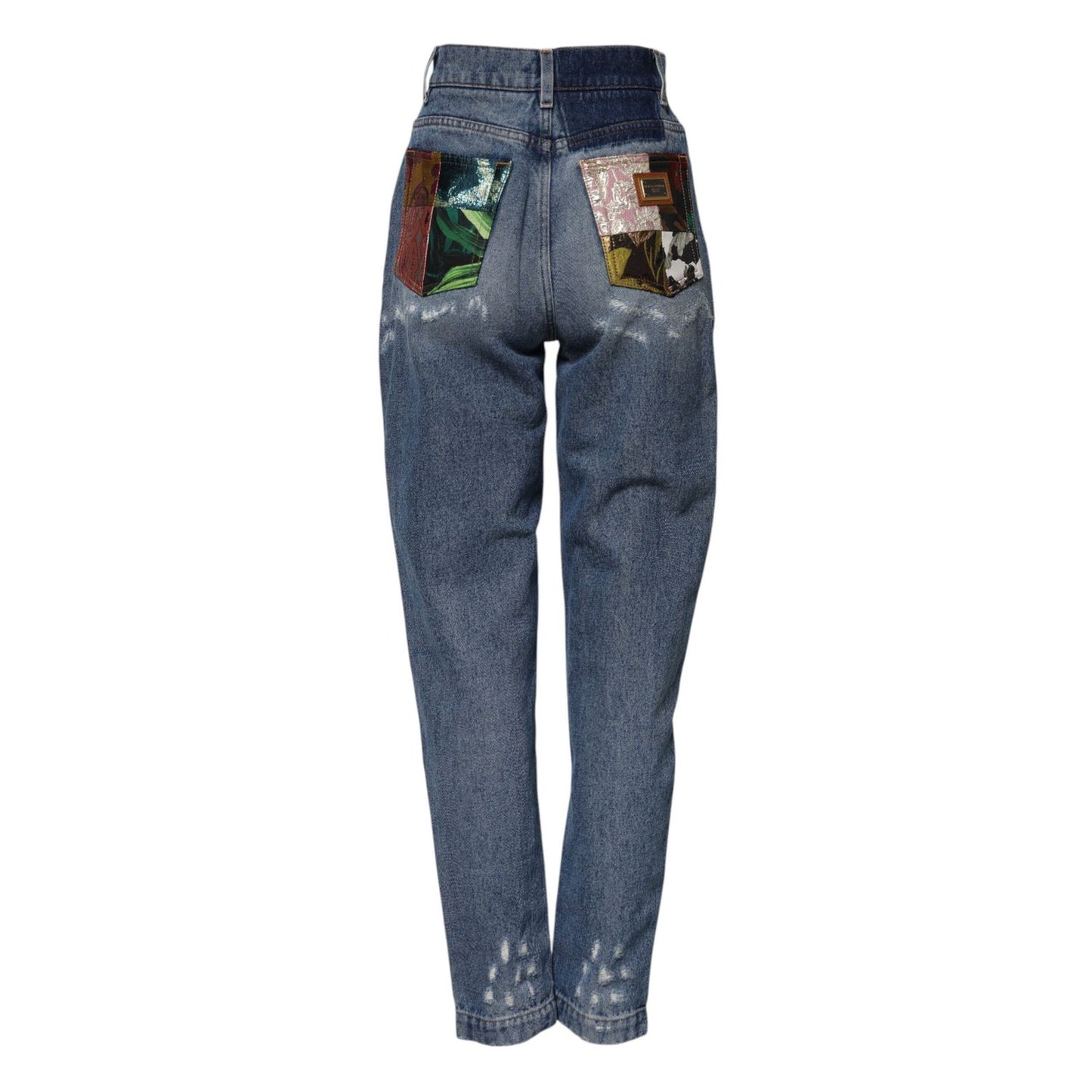 Dolce & Gabbana Blue Tattered High Waist Women Denim Jeans