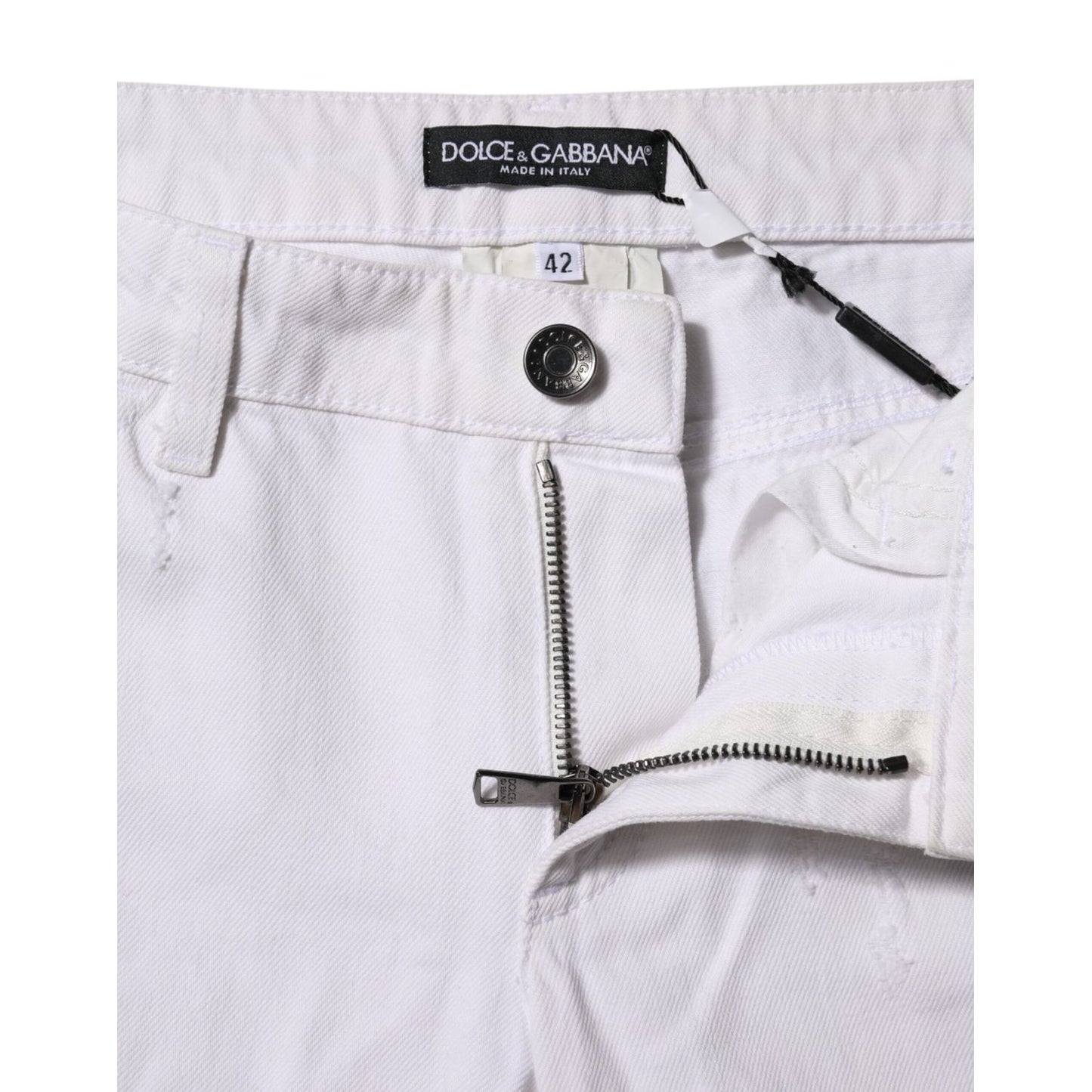 Dolce & Gabbana White Cotton Mid Waisted Women Denim Jeans