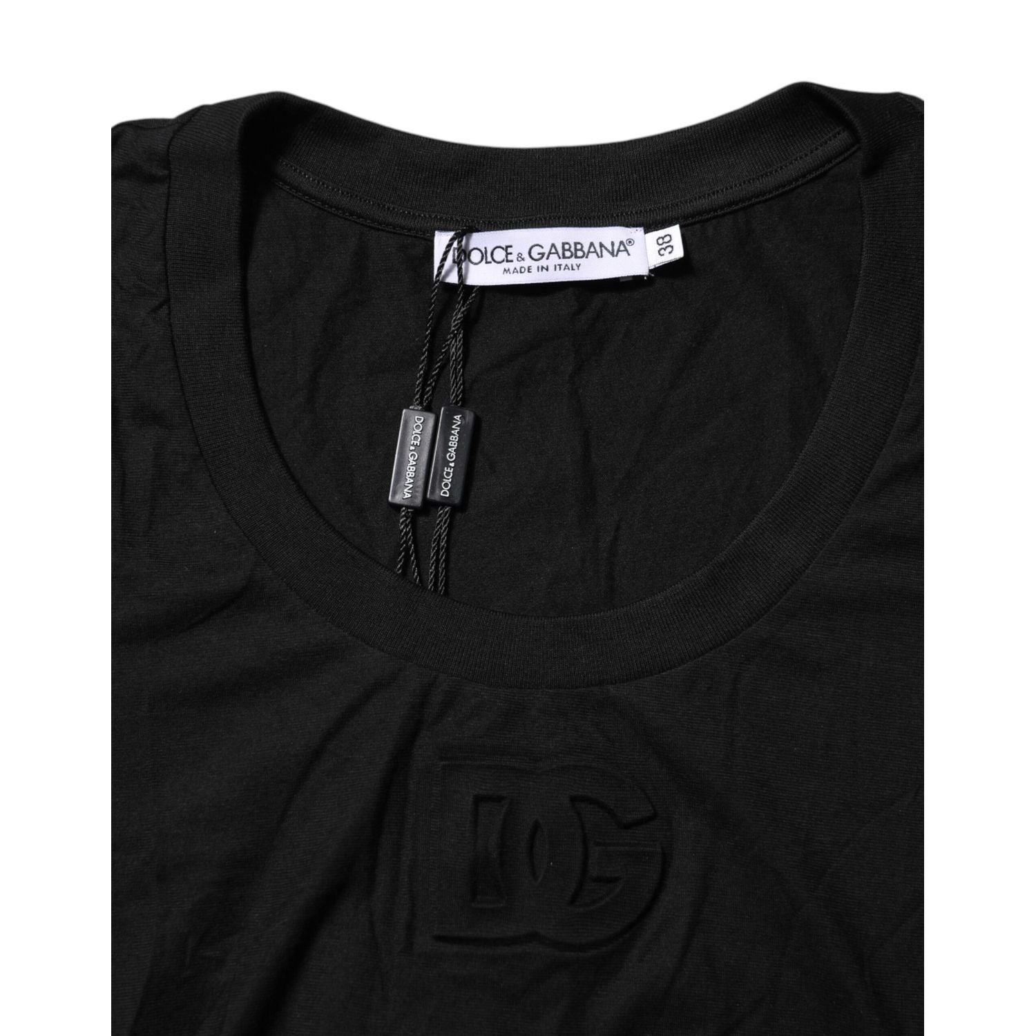Dolce & Gabbana Black Cotton Short Sleeves Round Neck T-shirt