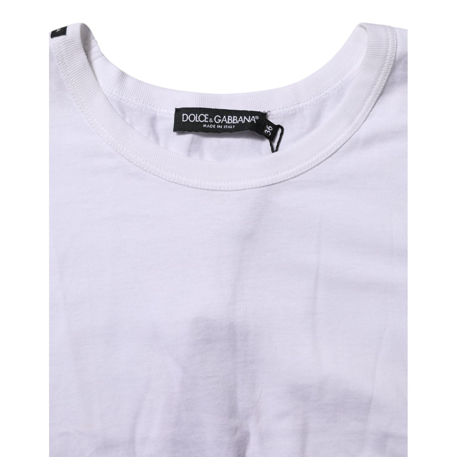 Dolce & Gabbana White Cotton Short Sleeves Cropped T-shirt