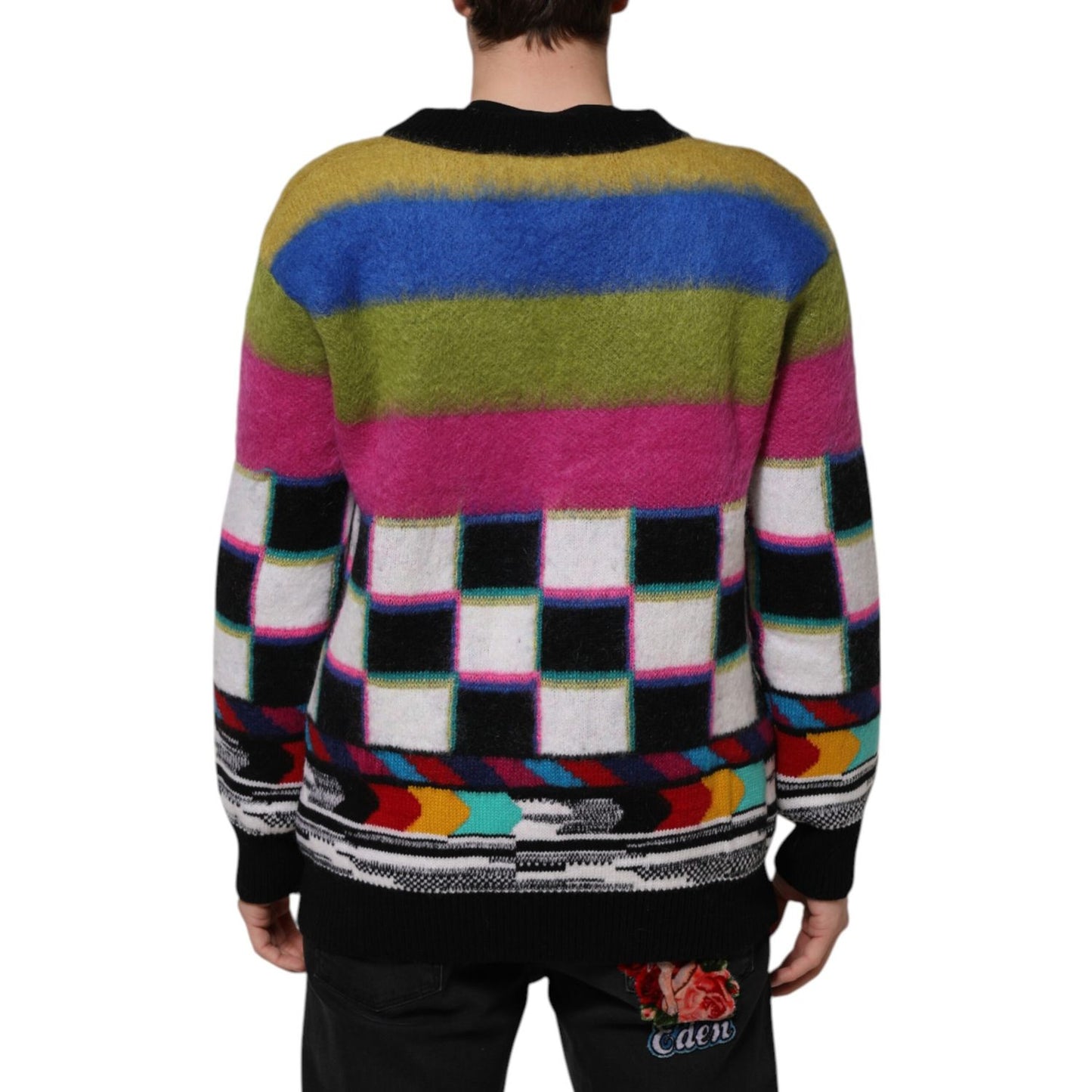 Dolce & Gabbana Multicolor Glitch Design Pullover Sweater