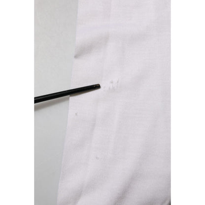 Dolce & Gabbana White Cashmere Logo V-neck Pullover Sweater