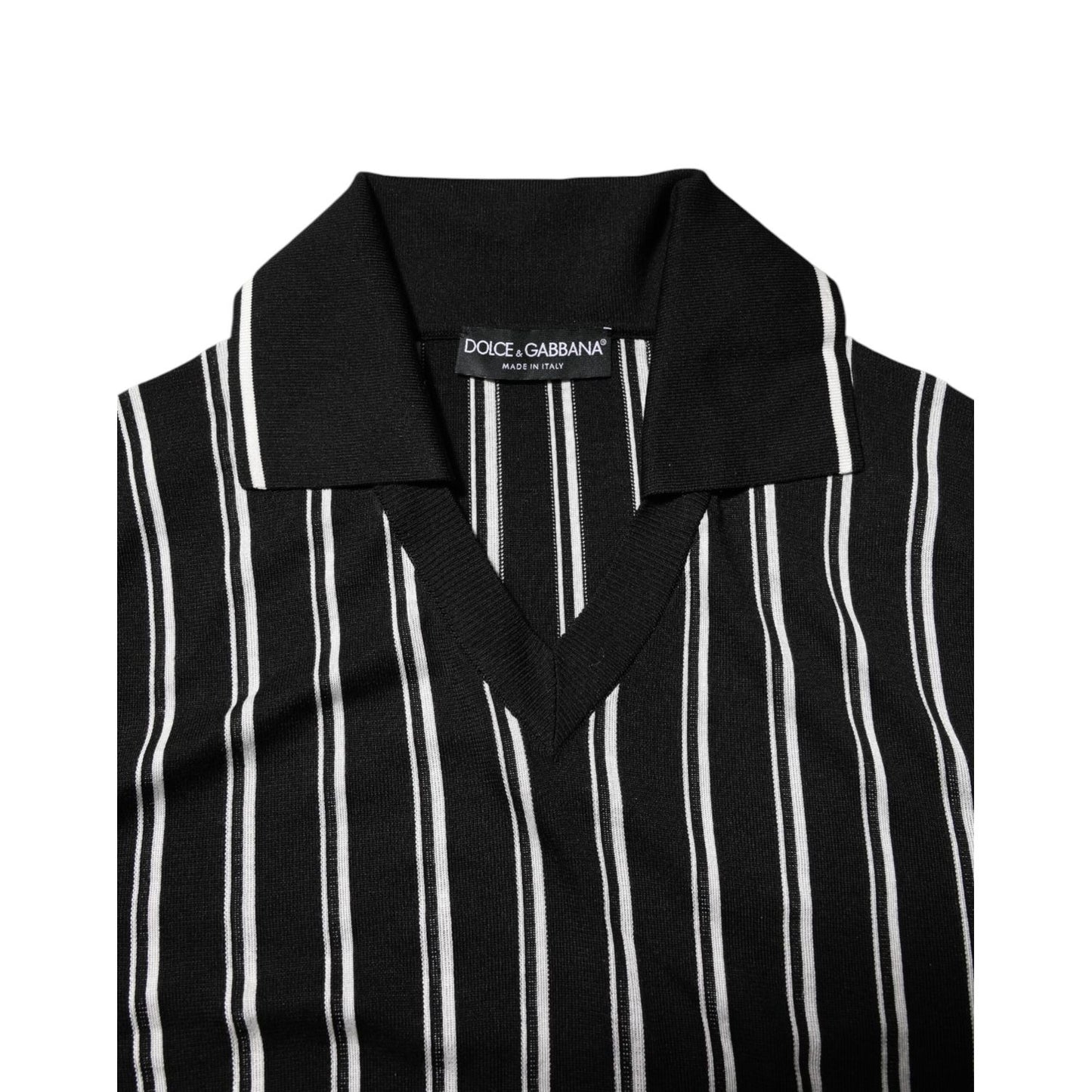 Dolce & Gabbana Black White Stripes Collared Polo T-shirt