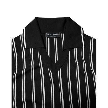 Dolce & Gabbana Black White Stripes Collared Polo T-shirt