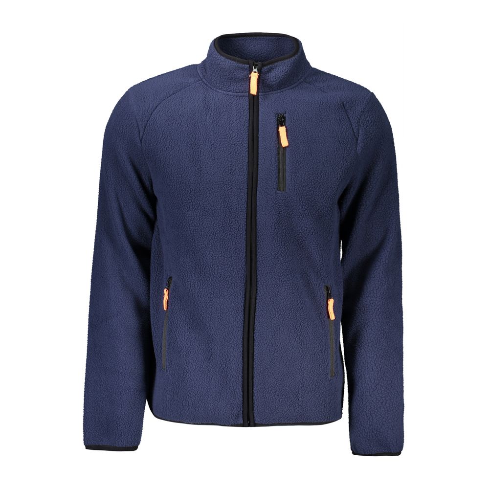 Norway 1963 Blue Polyester Men Sweater with zip detail and contrasting elements, featuring the Norway 1963 logo, ideal for trendsetters.