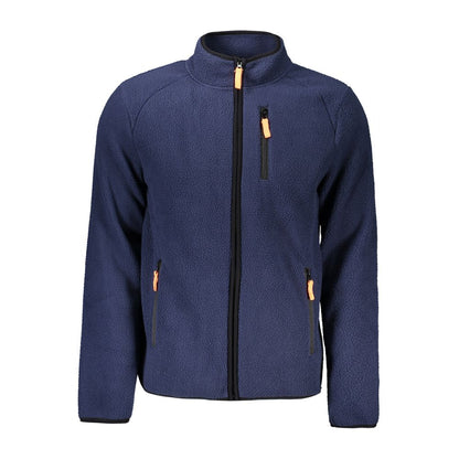 Norway 1963 Blue Polyester Men Sweater with zip detail and contrasting elements, featuring the Norway 1963 logo, ideal for trendsetters.