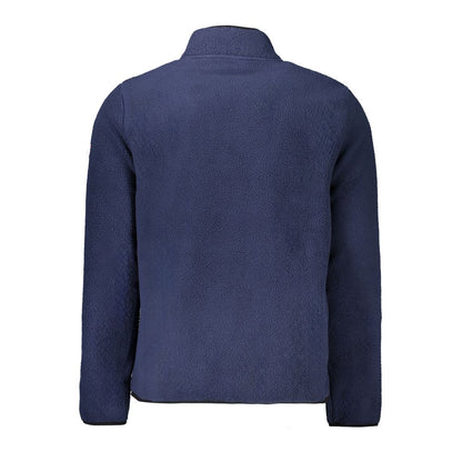 Back view of Norway 1963 Blue Polyester Men Sweater featuring long sleeves and sophisticated design.