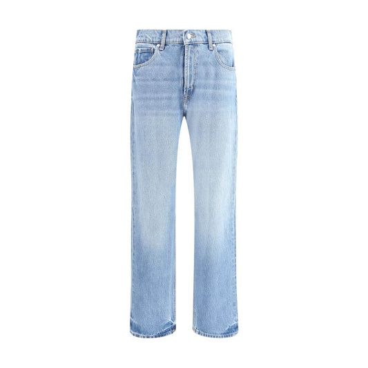 7FOR Light Blue Cotton Straight-Leg Jeans with relaxed fit and straight leg design, made from 100% cotton. AW25 season fashion.