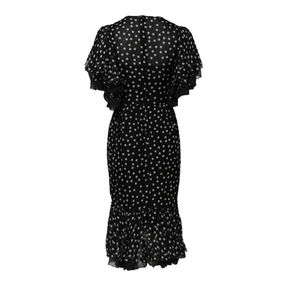 Dolce & Gabbana Black White Lace Polka Dot Chiffon Dress