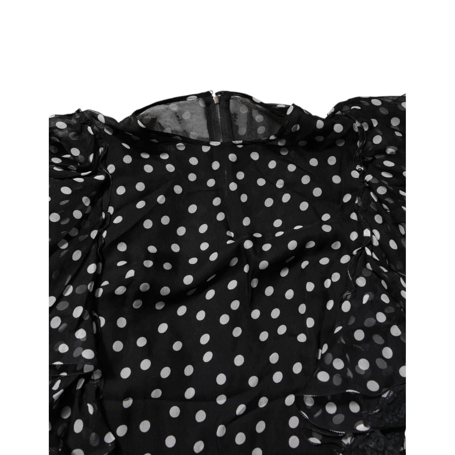 Dolce & Gabbana Black White Lace Polka Dot Chiffon Dress