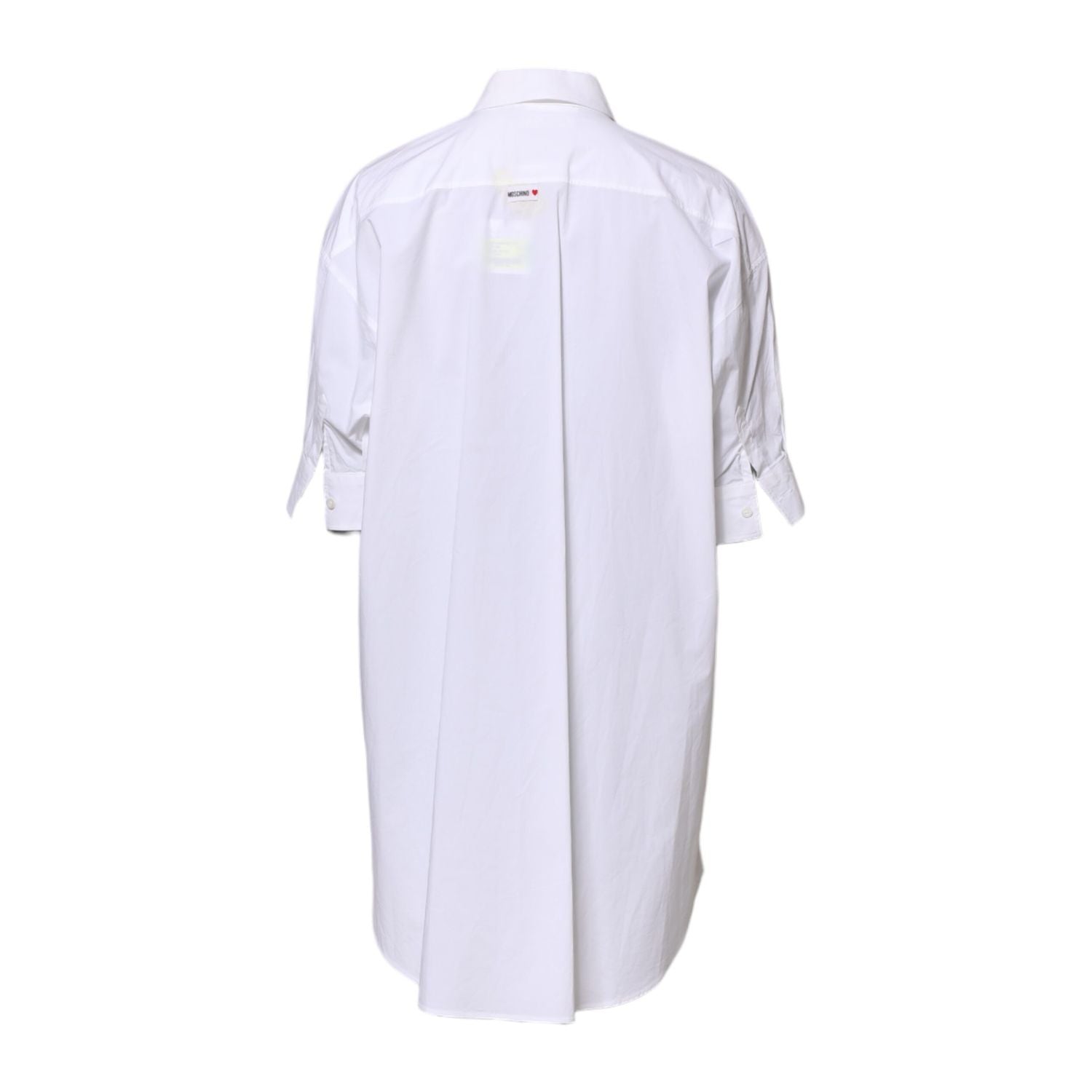 Moschino Couture White Printed Collared Button Mini Shirt Dress