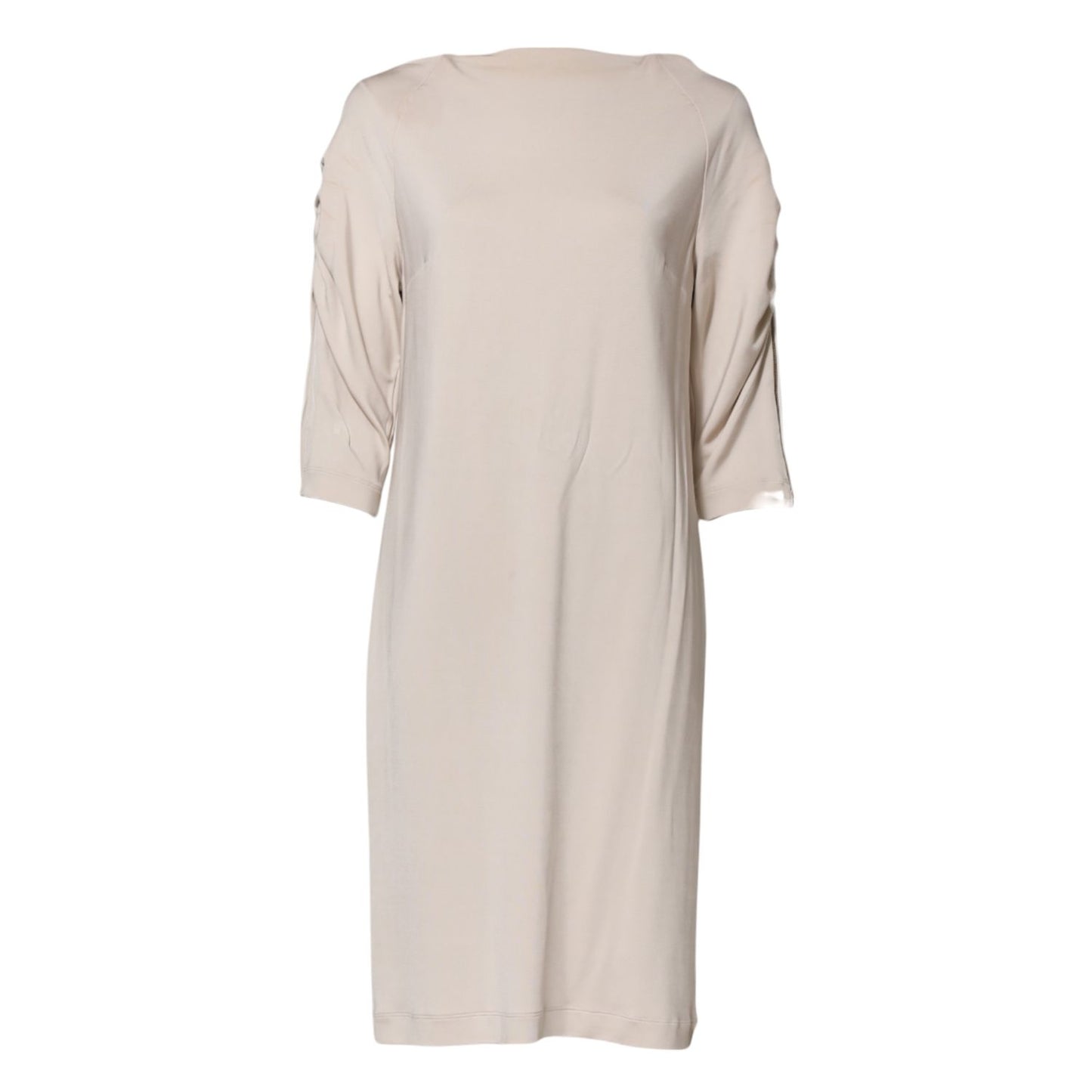 Roberto Cavalli Ivory Viscose Sheath Knee Length Dress