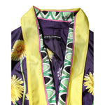 Dolce & Gabbana Blue Floral Print Silk Long Sleeves Wrap Robe JKT41481-40