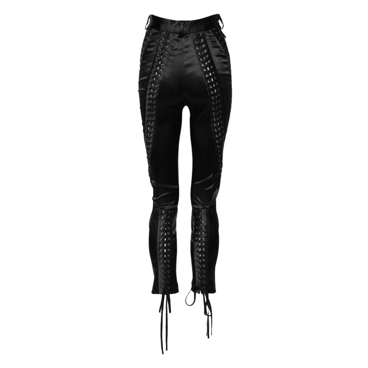 Dolce & Gabbana Black Lace Details High Waist Skinny Pants