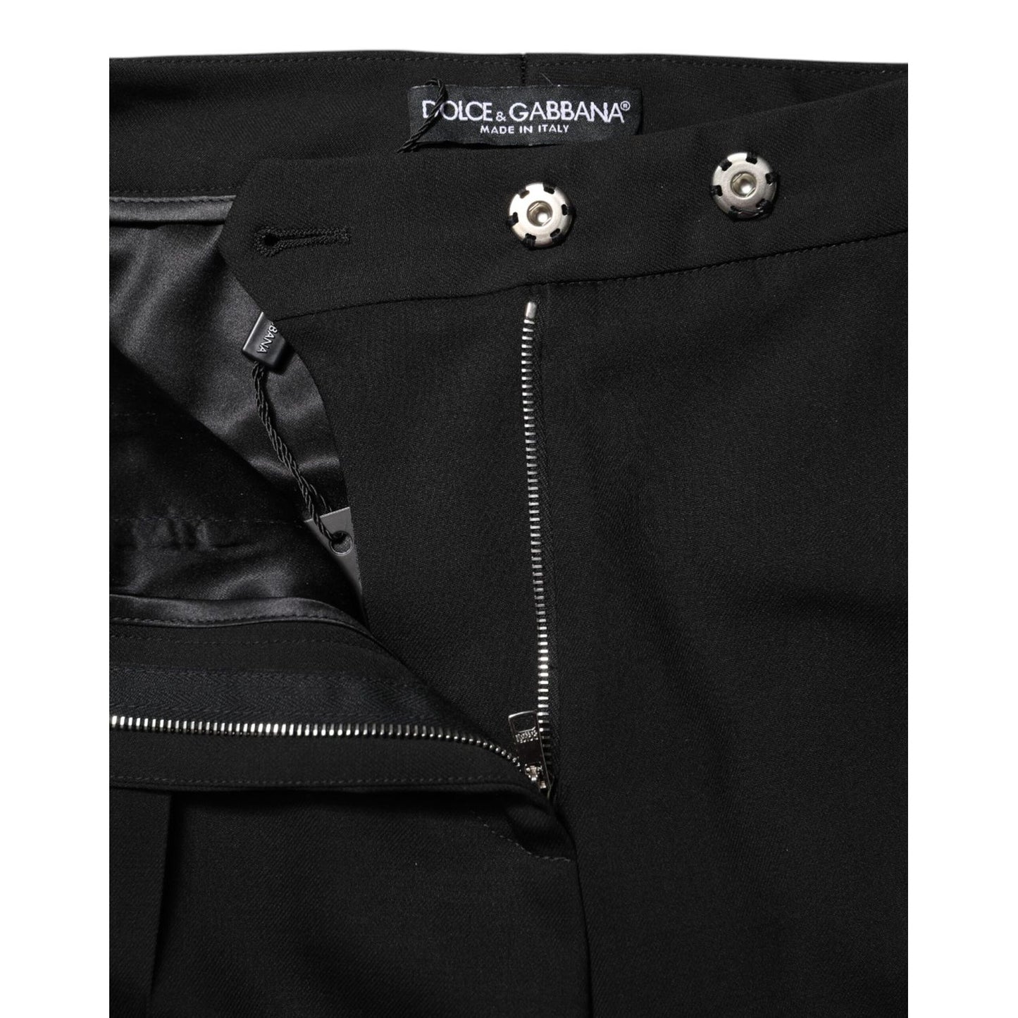 Dolce & Gabbana Black Wool High Waist Flared Pants
