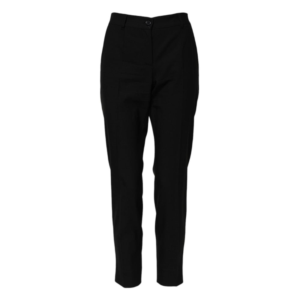 Dolce & Gabbana Black Wool High Waist Tapered Pants PAN74987-38