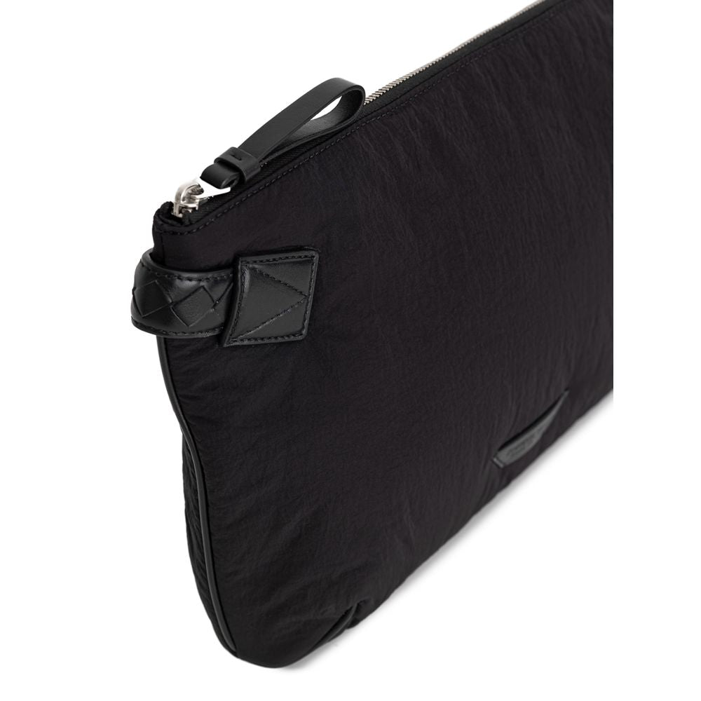 Bottega Veneta Black Nylon Clutch Bag