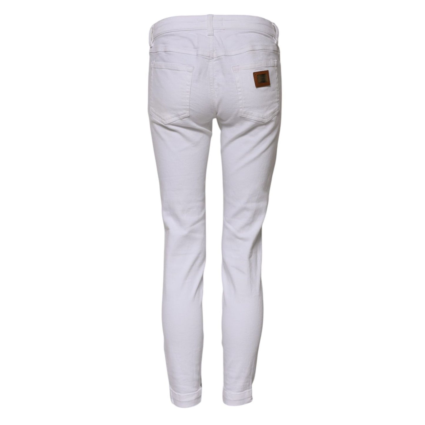 Dolce & Gabbana White Cotton Low Waist Skinny Denim Jeans