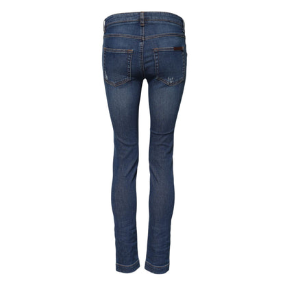 Dolce & Gabbana Blue Cotton Low Waist Skinny Denim Jeans