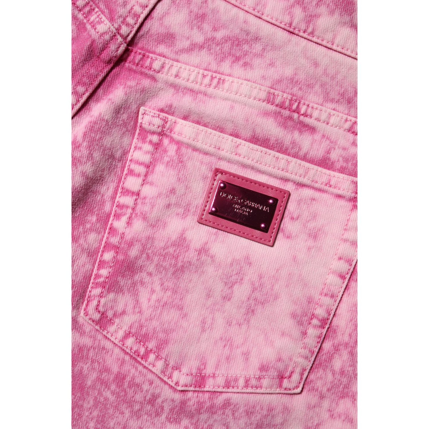Dolce & Gabbana Pink Tie Dye High Waist Tapered Denim Jeans