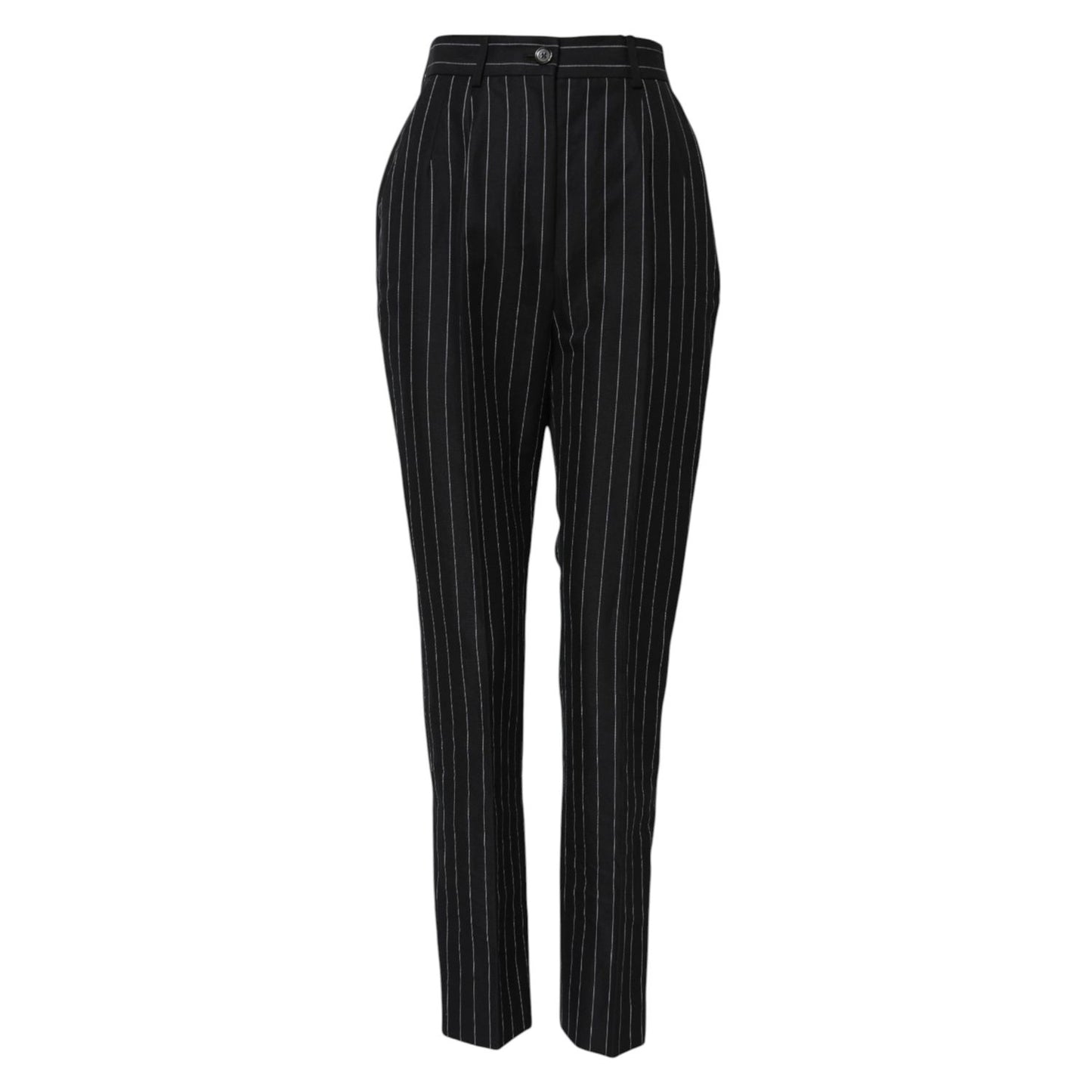 Dolce & Gabbana Black Stripes High Waist Tapered Pants