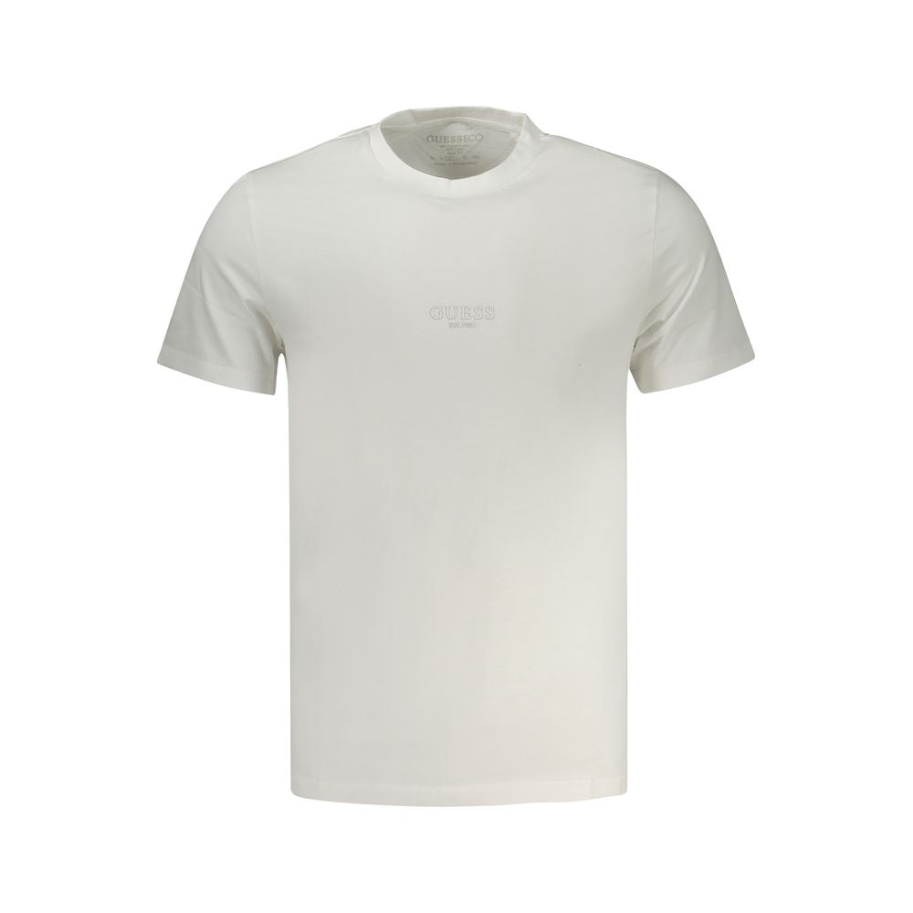 Guess Jeans White Cotton T-Shirt, short sleeve, slim fit crew neck with logo print, made from organic cotton.