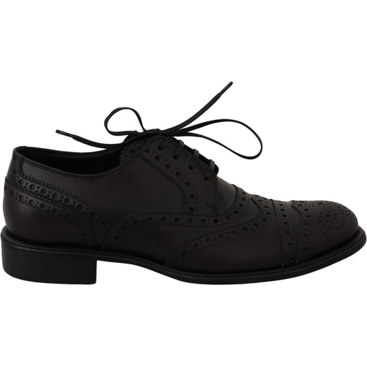 Dolce & Gabbana Black Leather Wingtip Oxford Dress Shoes MV2367-39