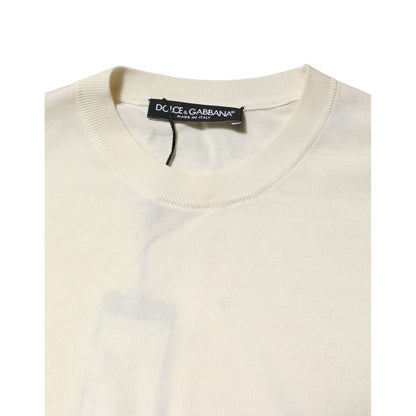 Dolce & Gabbana White Silk Short Sleeves Blouse Pullover Top