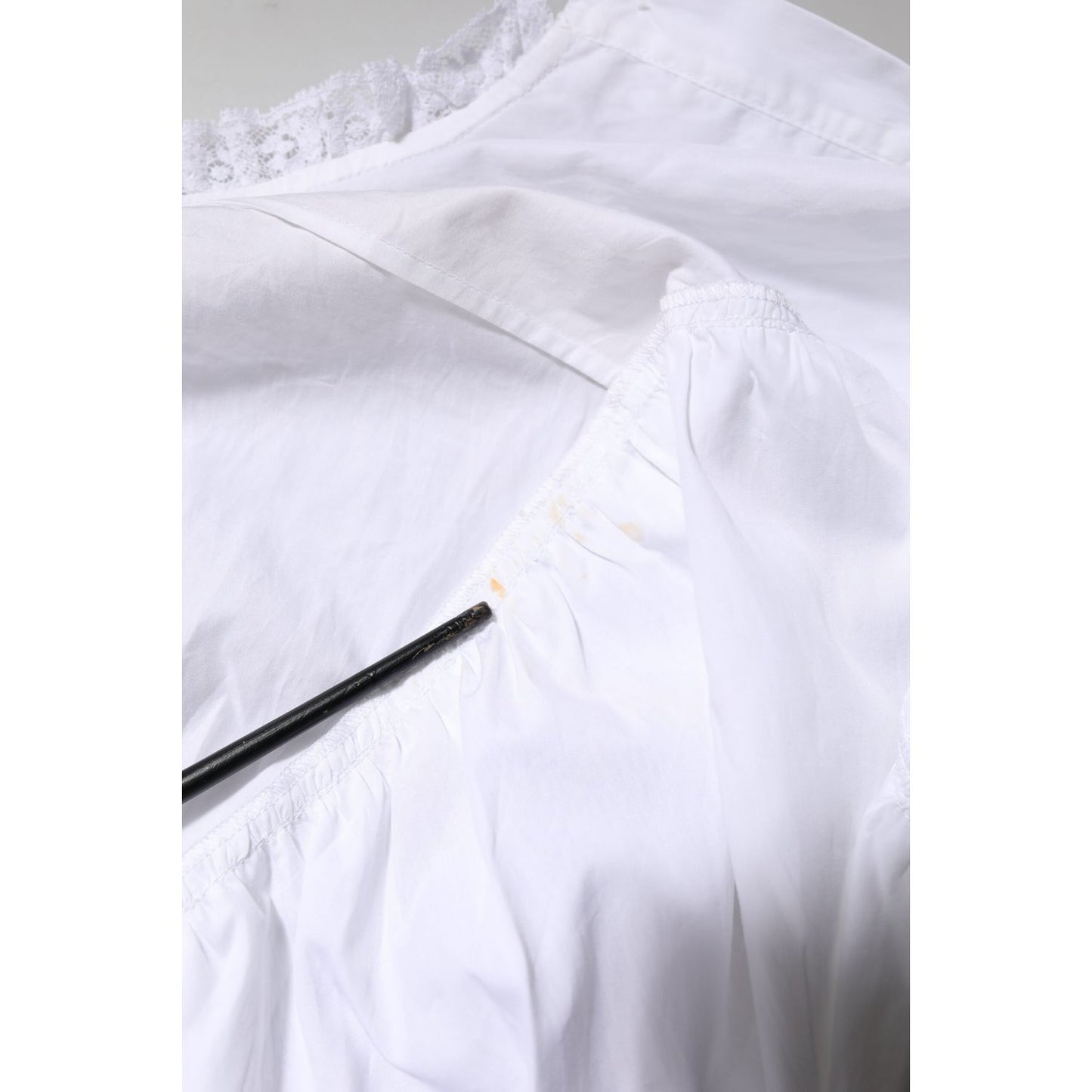 Dolce & Gabbana White Ruffled Lace Embellished Blouse Top