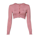 Dolce & Gabbana Pink Silk Cropped Crew Neck Cardigan Sweater