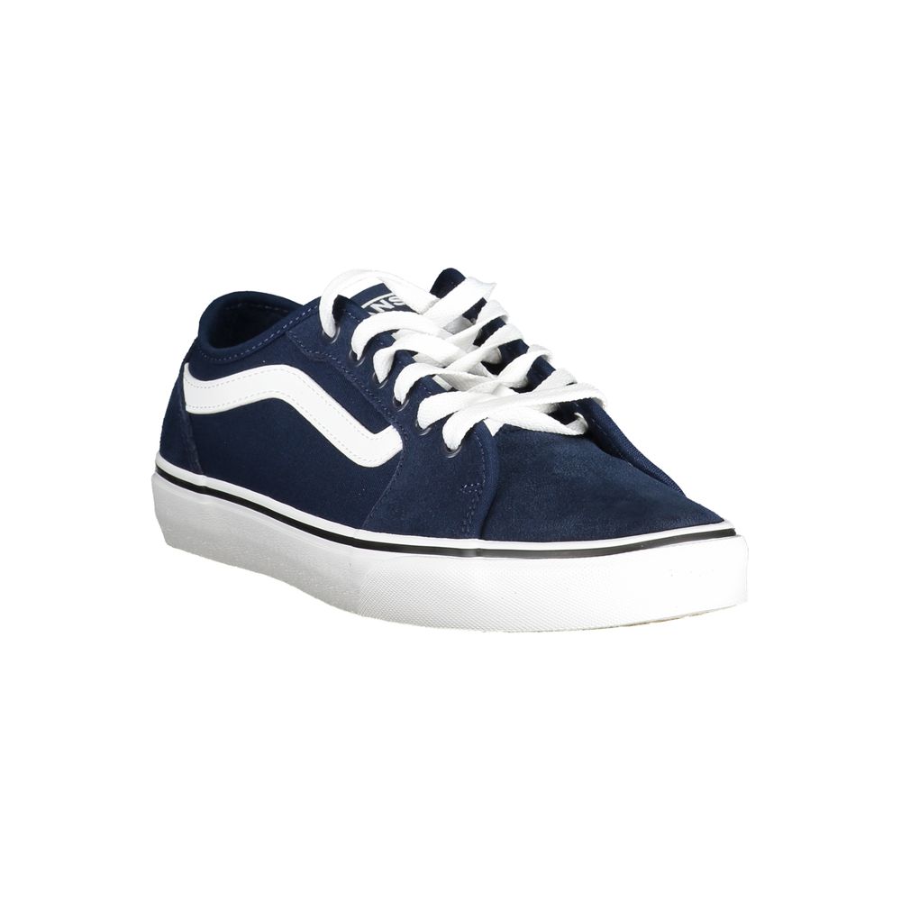 Vans Blue Polyester Sneaker with laces, contrast details, and logo, ideal sports footwear.