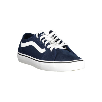 Vans Blue Polyester Sneaker with laces, contrast details, and logo, ideal sports footwear.