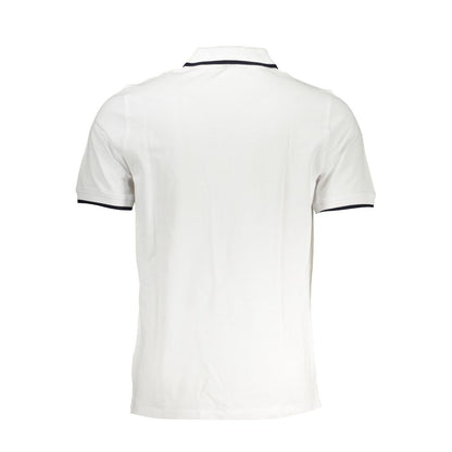 Back view of K-WAY White Cotton Polo Shirt with short sleeves, 2 buttons, contrast details, and logo application.