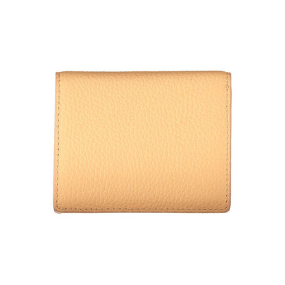 Coccinelle Orange Leather Wallet with compartments, coin purse, card spaces, and automatic closure