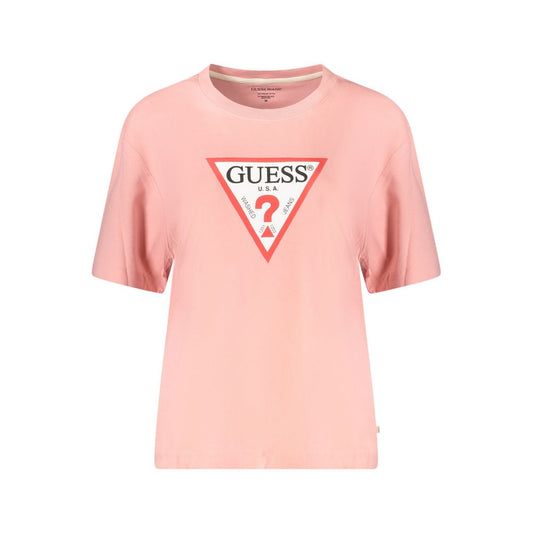Guess Jeans Pink Cotton Tops & T-Shirt GU-39068-XS