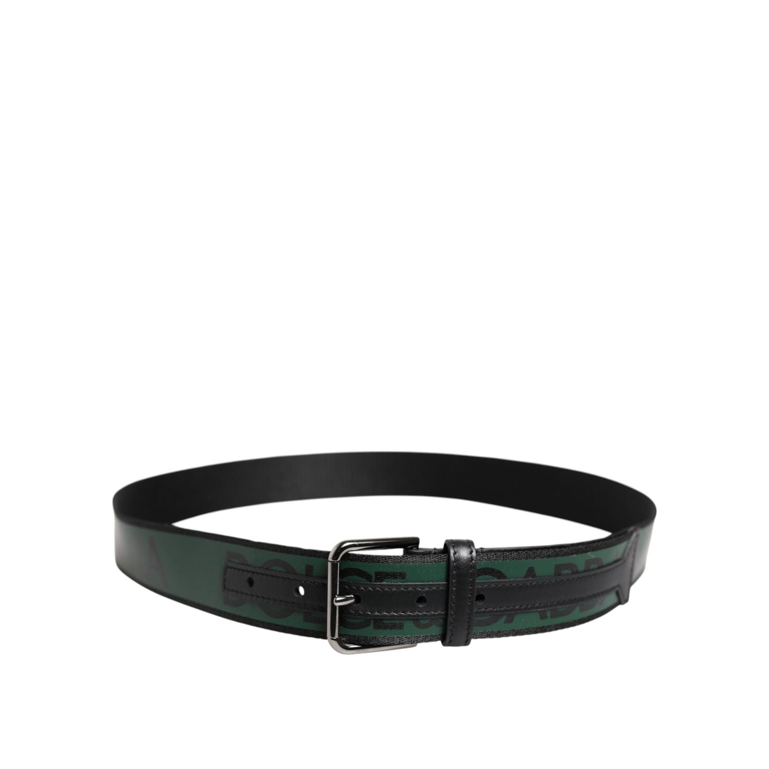 Dolce & Gabbana Green Black Polyester DG Logo Buckle Belt