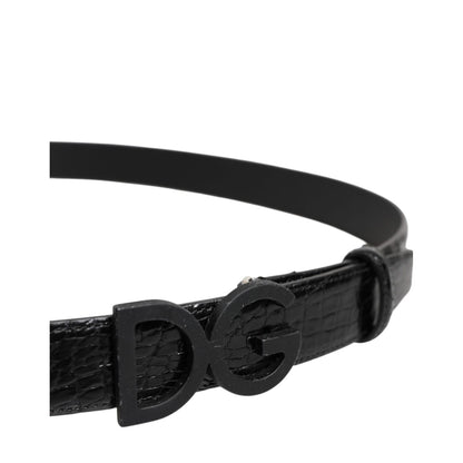 Dolce & Gabbana Black Leather Classic Metal DG Buckle Belt